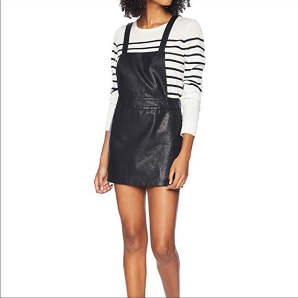 Jack By BB Dakota Black Vegan Leather Overall  Dress Sz Small - Picture 14 of 15